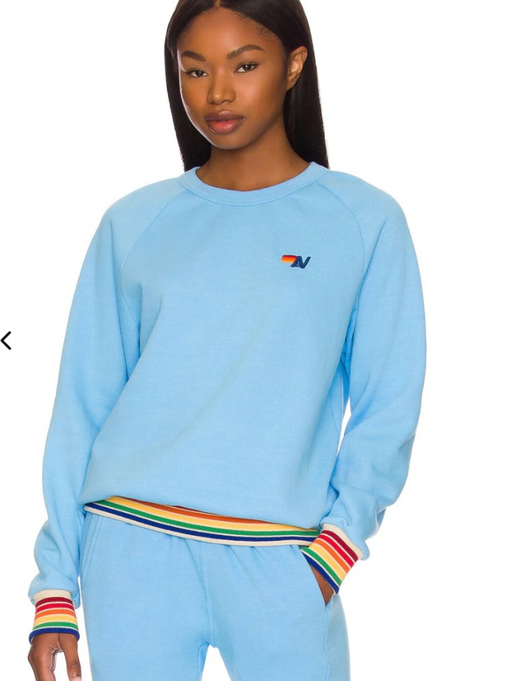 Aviator Nation Womens Rainbow Rib Crewneck Sweatshirt M
